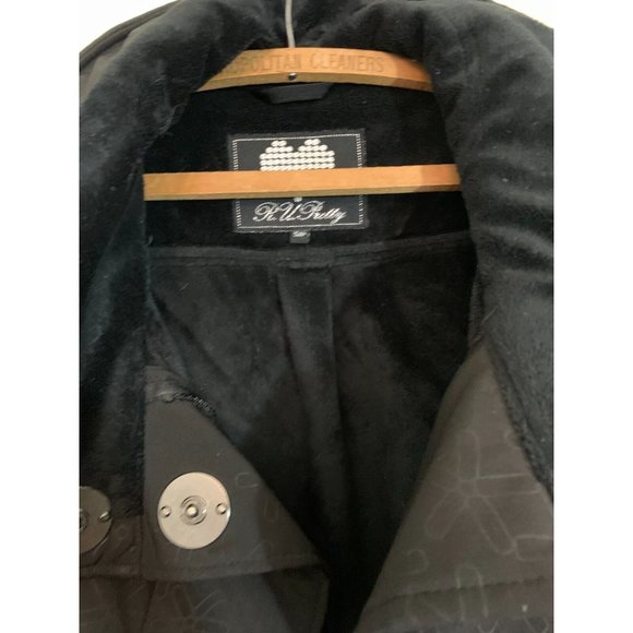 R U Pretty Rain Jacket Womens Small Black Polyester Stretch Long Sleeve Full Zip - Picture 2 of 5